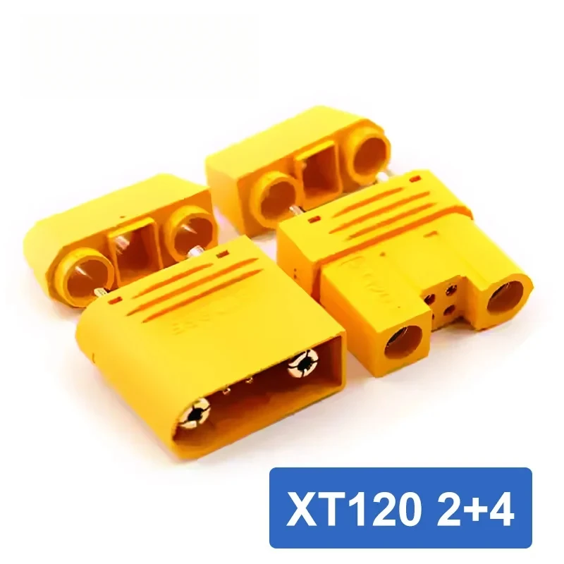 XT120 2+4 Lithium Battery Charging Plug 60A High Current Male Female 2+4 with Signal Pin Model Aircraft Solder Wire Connector