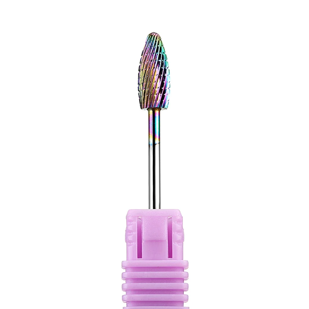 Tungstênio Carbide Nail Drill Bits, Fresa para Manicure Elétrica, Nail Art Acessórios Ferramentas, Rainbow Burrs, 1Pc
