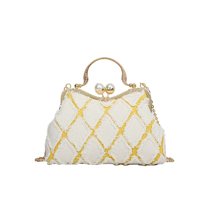 

﻿ Fashionable contrasting denim handbag new diamond grid shell bag trendy and versatile single shoulder crossbody bag