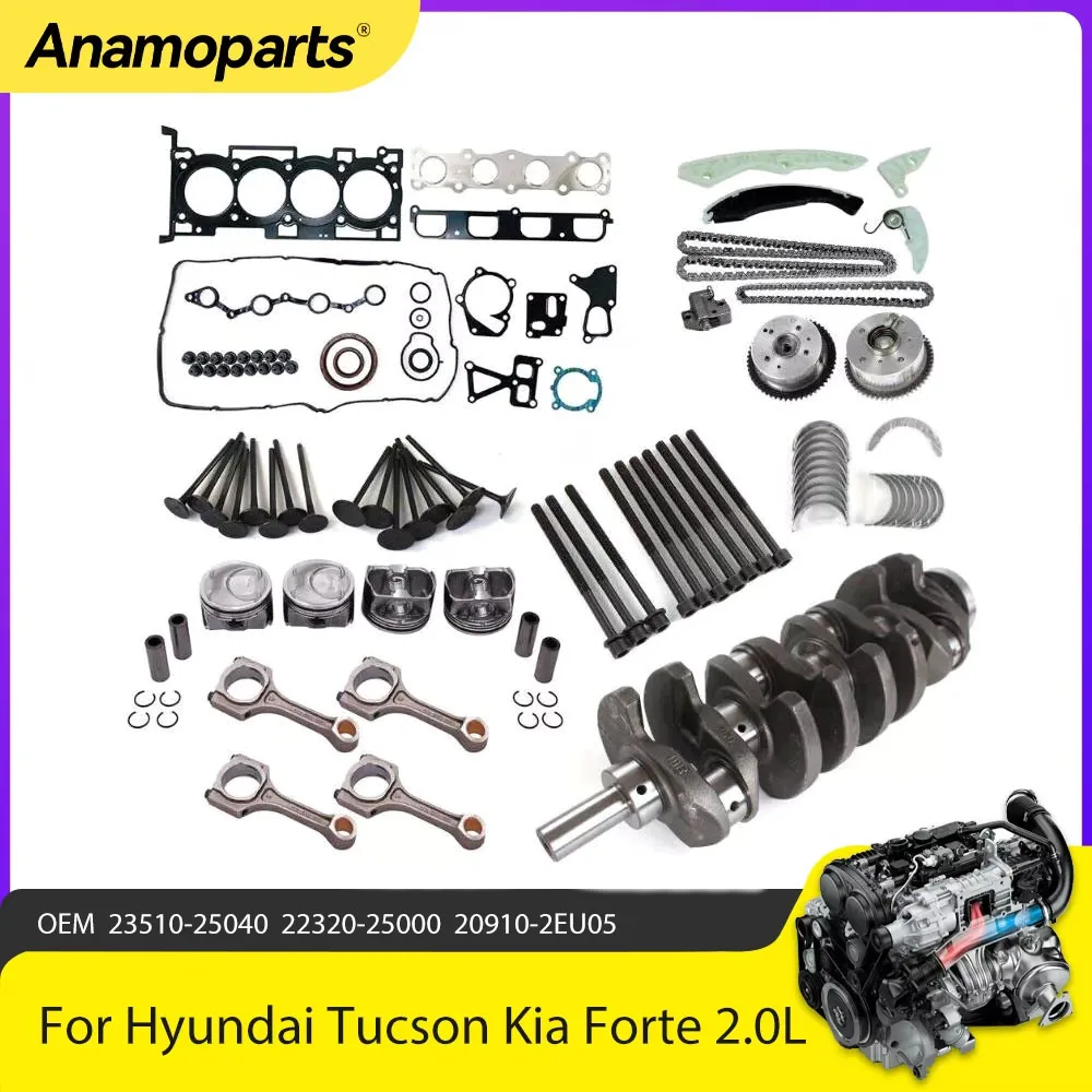 

Engine Parts Crankshaft Head Gasket Set Piston Timing Chain Kit VVT Fit 2.0 L G4KD For Hyundai Tucson Kia Forte Forte5 2.0L Gas
