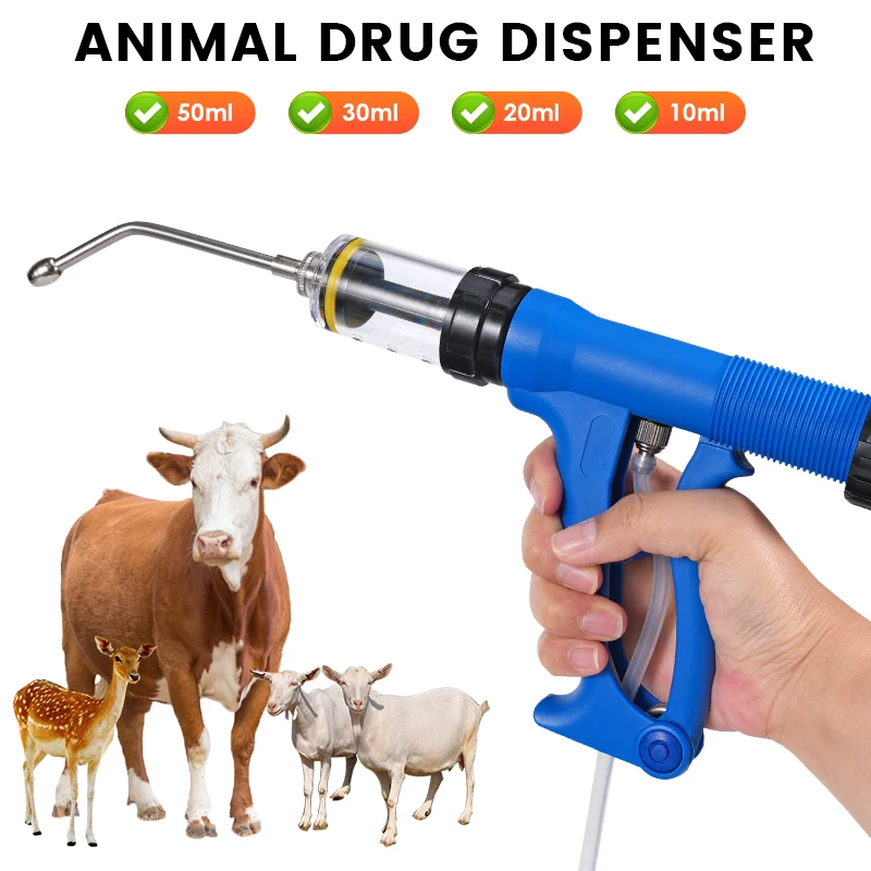 Livestock Animal Dosing Device Feeding Gun Continuous Drench Infusion Device Pig Chicken Cattle 10/20/30/50ML Veterinary tools