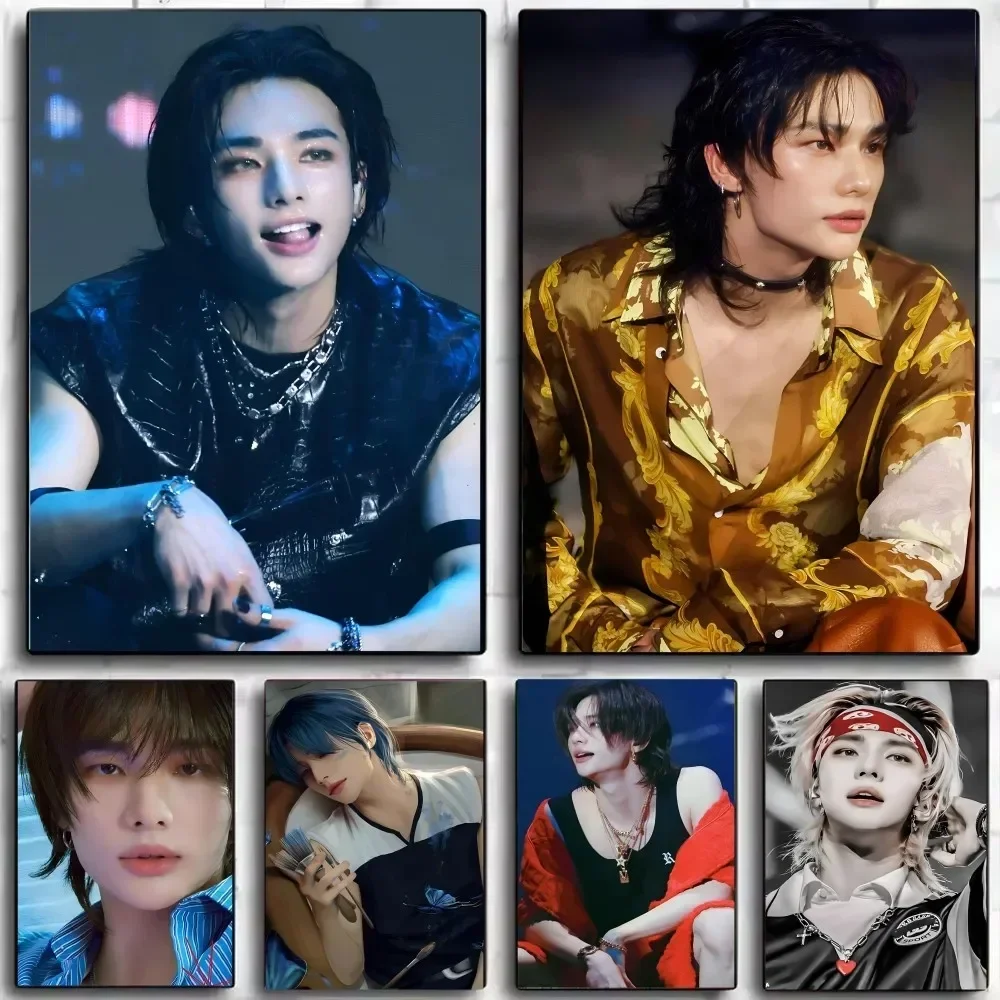 الصبي Hyunjin المشارك جماليات الحد الأدنى طباعة قماش اللوحة لغرفة المعيشة ديكور المنزل الحديث #1