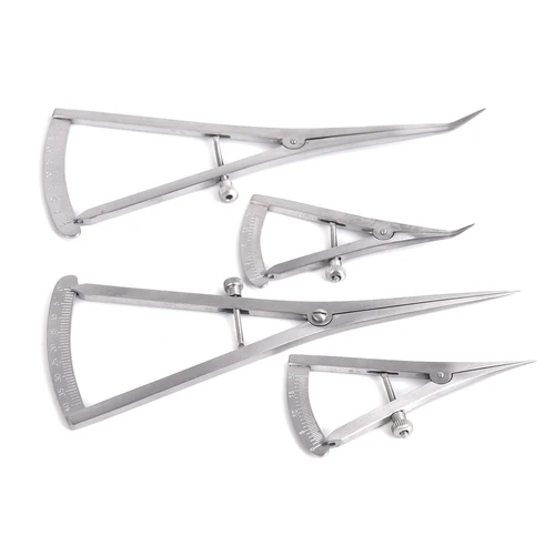 Calibrador Dental con cabeza curva/recta, regla Dental de acero inoxidable, calibrador Dental quirúrgico para medir herramienta de laboratorio Dental