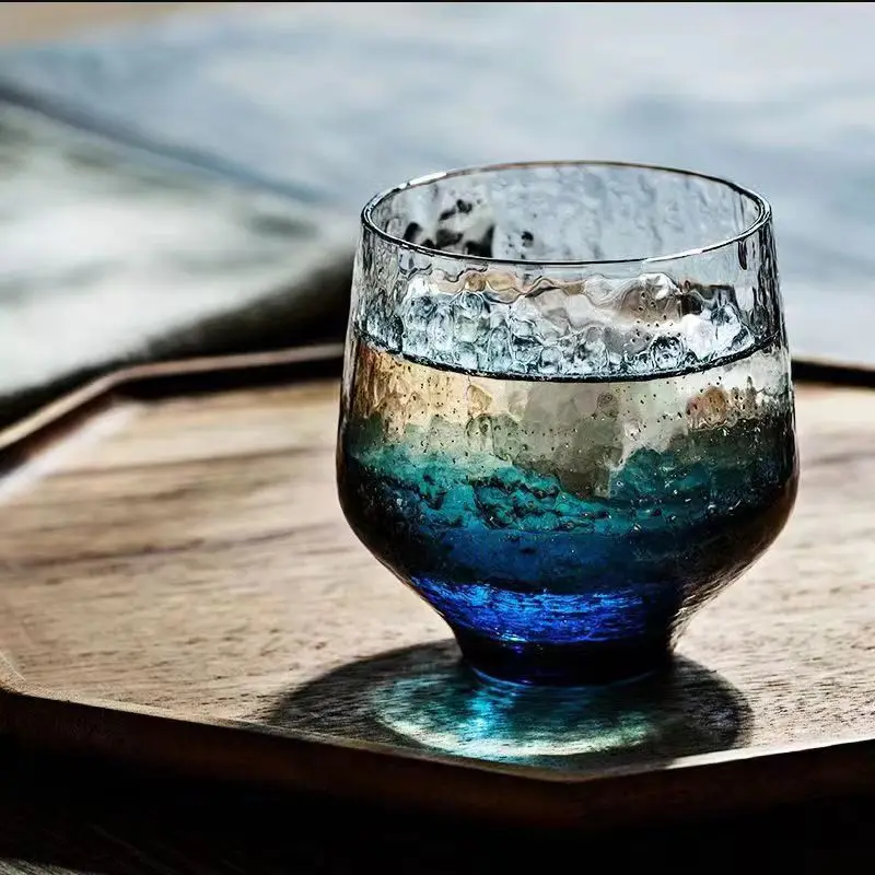 250ml Japanese Gold Foil Crystal Starry Sky Coffee Mug Glass Star Whiskey Cold Drink Cocktail Cup Home Party Water Cup