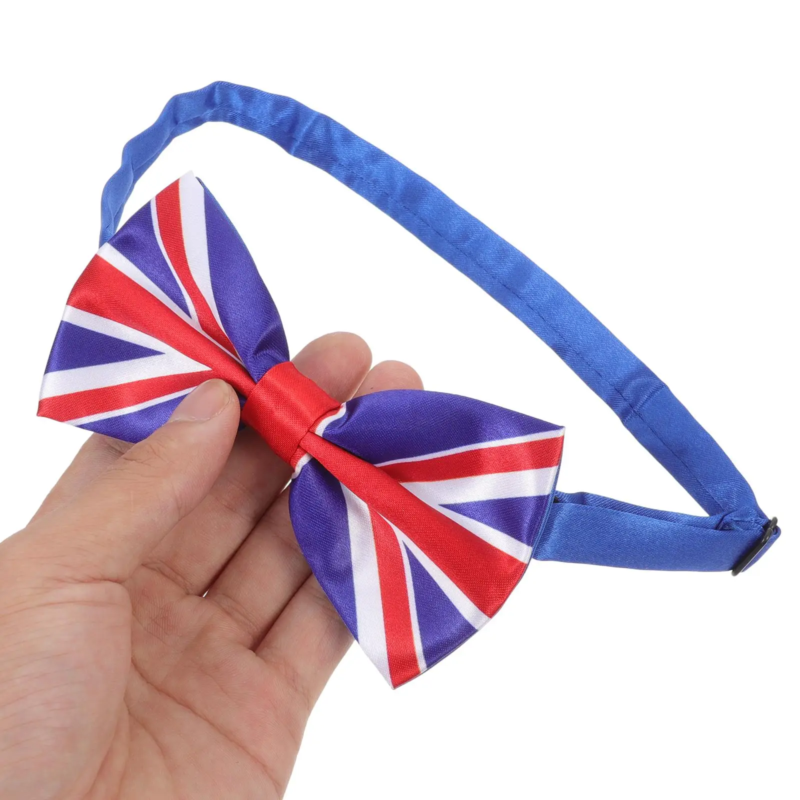 Union Jack Decor เสื้อผ้าสําหรับผู้ชายรักชาติ Bowknot Flag UK พิมพ์ Cravat จัดเลี้ยง
