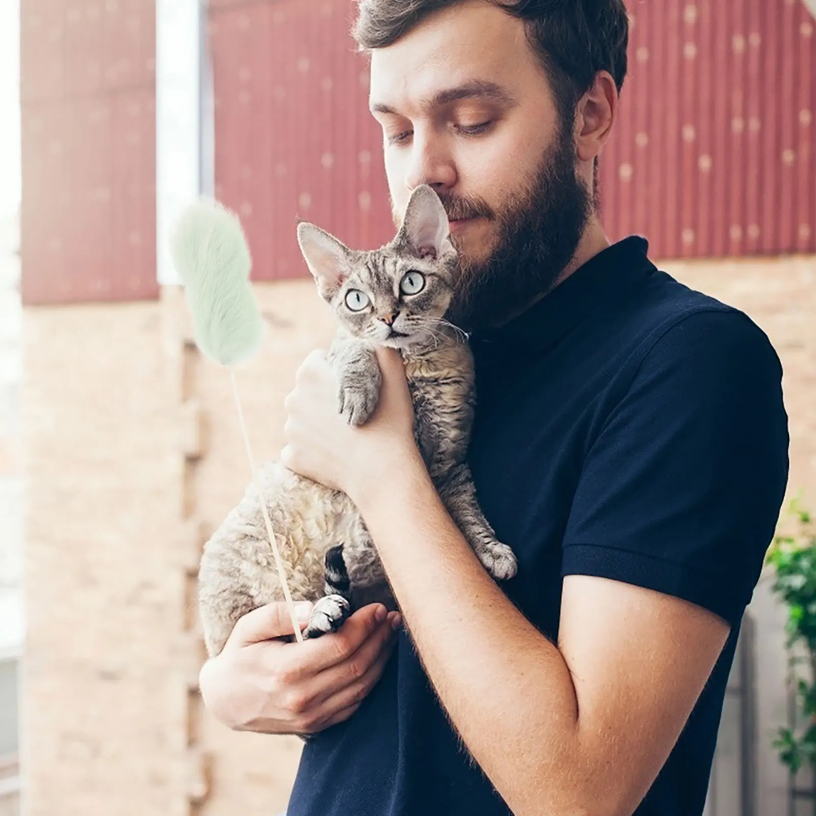 

10Pcs Cat Wand Teaser Rabbit Strip Interactive Indoor Play Pole Cat Exercise Wand Furry Teaser Kitten Toys Wands