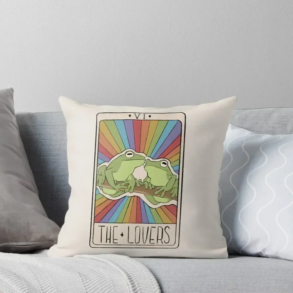 The Lovers pride frog tarot card Throw Throw Pillow Anime Sofa Cushion Cover pillow