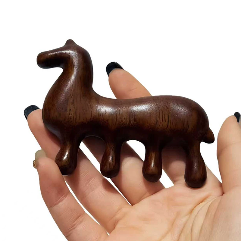 مشط تدليك ميريديان من خشب الصندل، مشط تدليك بتصميم حصان زودياك، فرشاة تدليك بنقطة فروة الرأس الخشنة