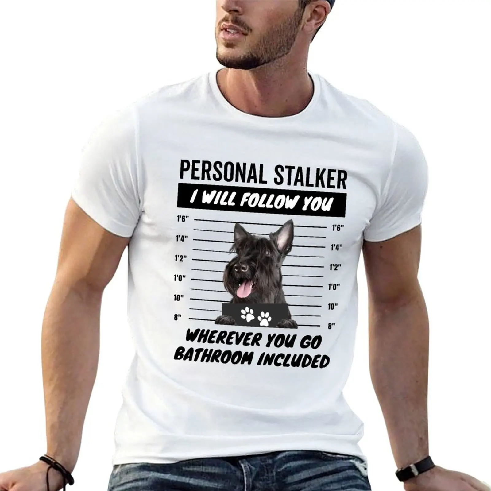 Personal Stalker Dog – Black Scottish Terrier T-Shirt funny meme t-shirts Luxury man t shirt for men