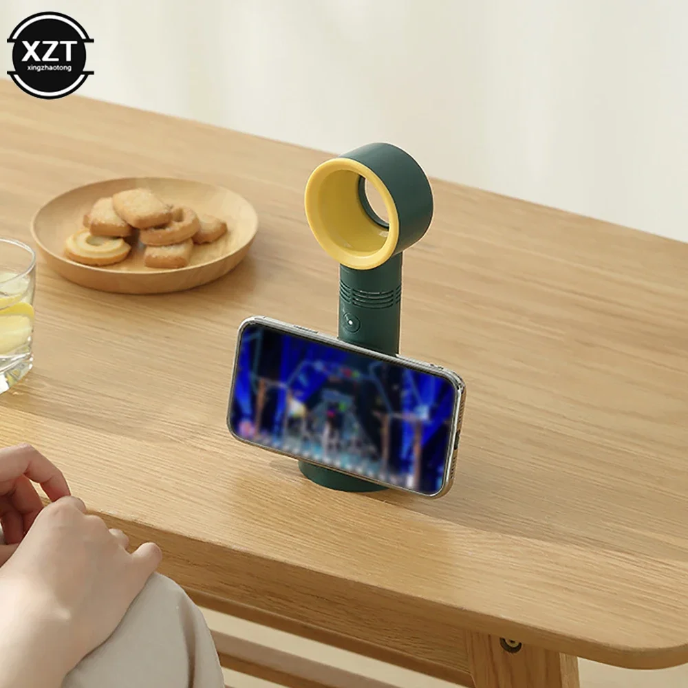 New Bladeless Fan USB Rechargeable Handheld Mini No Leaf Ultra-quiet Fans Air Cooler Fans For Desktop Travel Outdoor Office