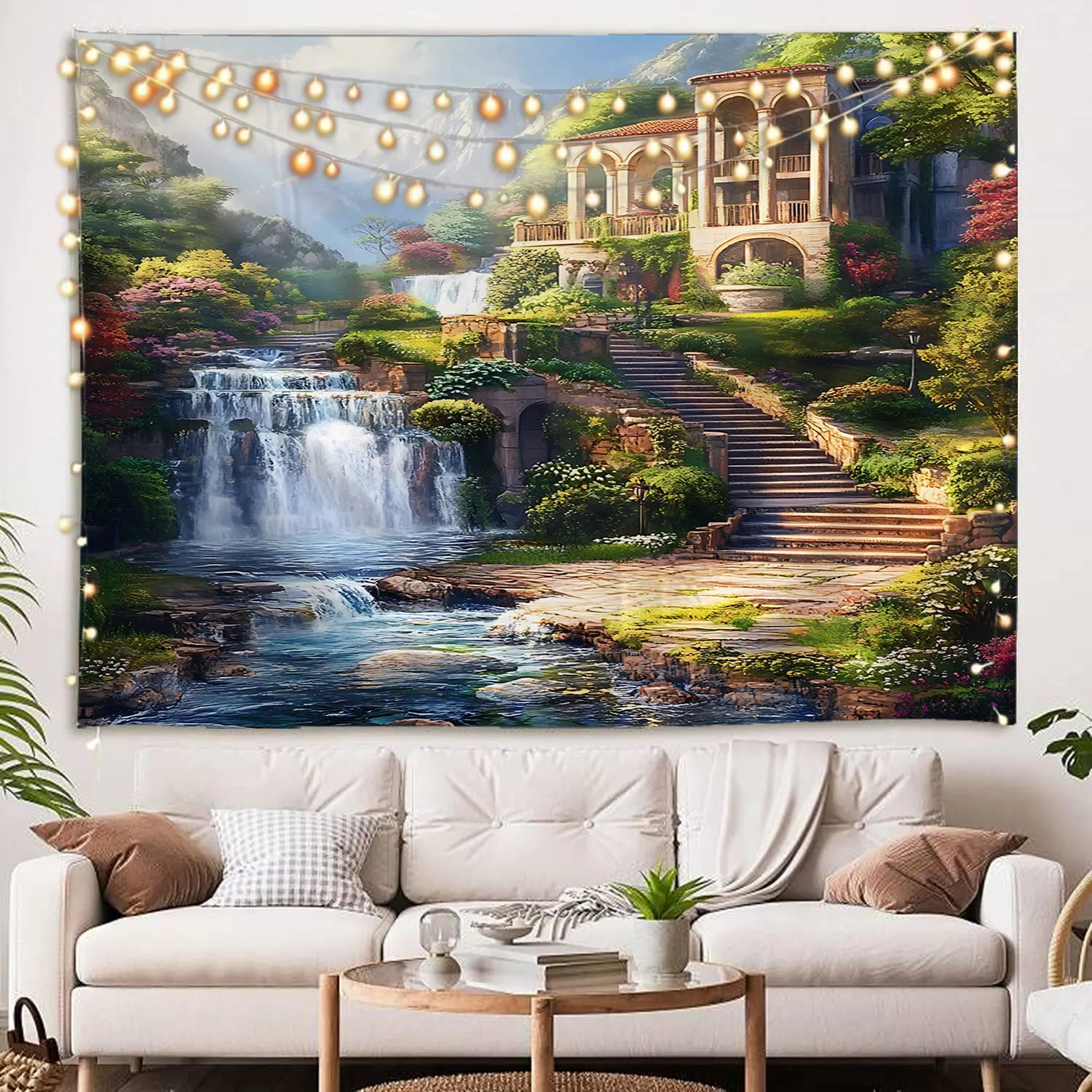 جميلة 3D شلال المناظر الطبيعية زخرفة الخلفية نسيج ديكور غرفة المعيشة المنزلي خلفية الديكور