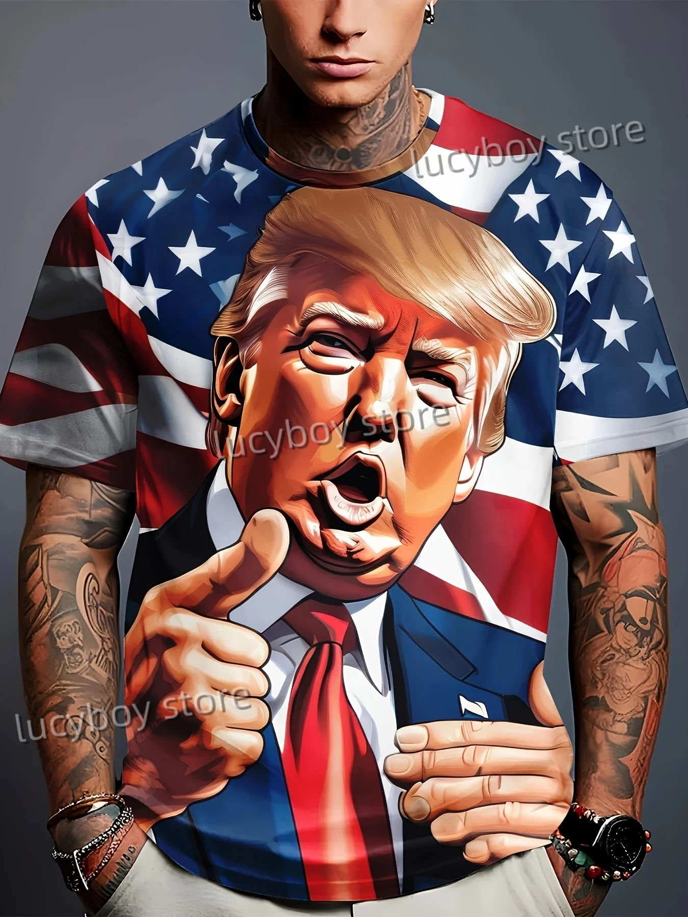 

Funny Us President Donald Trump Printed Men's O-Neck T-Shirt 3d Popular Street Wear Summer Short Sleeve T Shirt Men Clothing