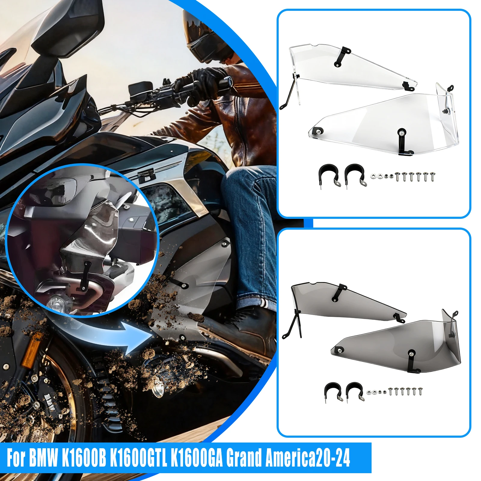 Motorcycle Lower Deflector Wind Deflector Leg Protector Side Spoiler For BMW K1600B K1600GTL 2017-2024