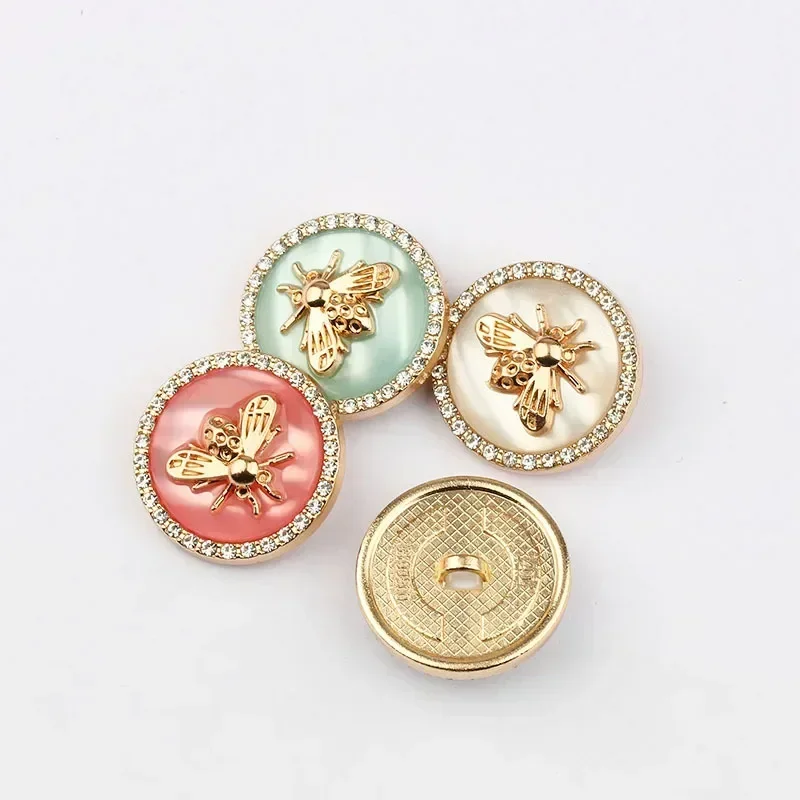 

Beautiful New Product Bee Buttons Fashionable Gold Color Metal Buttons Round Shank Buttons Woman's Clothes Accessories 5 Pieces
