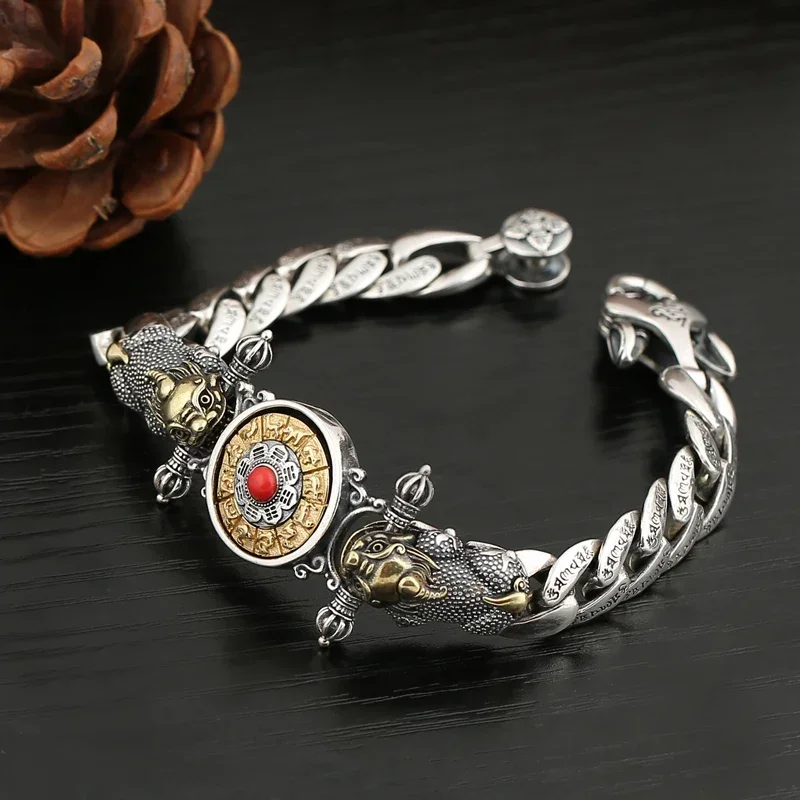 

CHUANGCHENG 925 Sterling Silver Lucky Bracelet Personalized Fashion Chinese Retro Demolition Pixiu Bracelet Fashion Jewelry