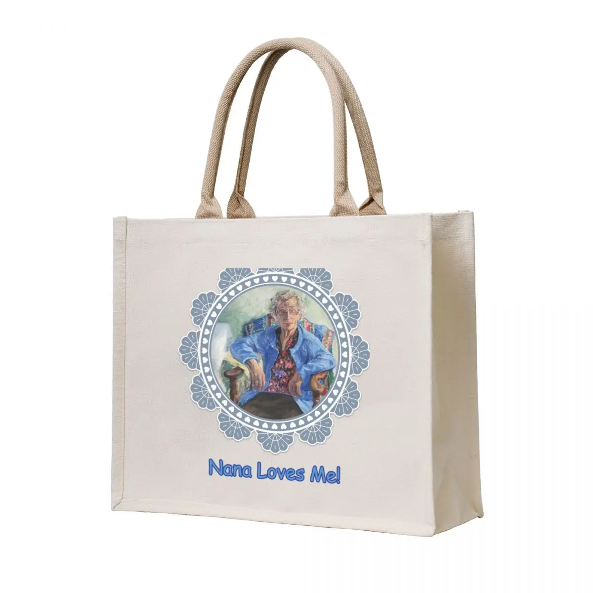 

Grandma Dorothy with Lace Border - Nana Loves Me! Tote Bag personalized tote bag Cloth bag Portable shopping tote