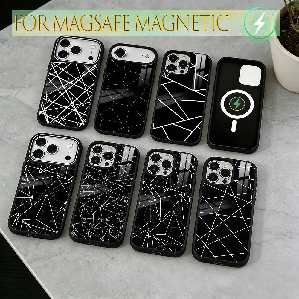 Geometric lines Phone Case For iPhone17,16,15,14,13,12,11 Plus,Pro Magnetic with Magsafe Wireless Charging