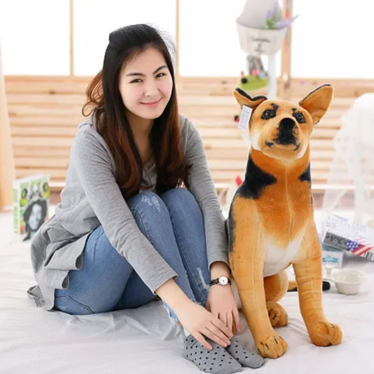 [Funny] 90cm shepherd dog and bone Stuffed Plush doll toy simulation animal sit prone dog model home decoration kids best gift