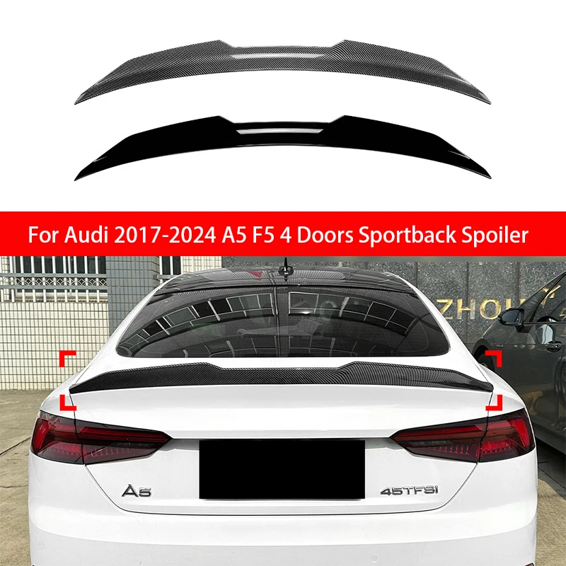 

For Audi 2017-2024 A5 F5 S5 RS5 B9 8W Sportback 4 Doors Car Rear Spoiler Tail Wing Trunk Lip Trim Body Kit Car Accessories