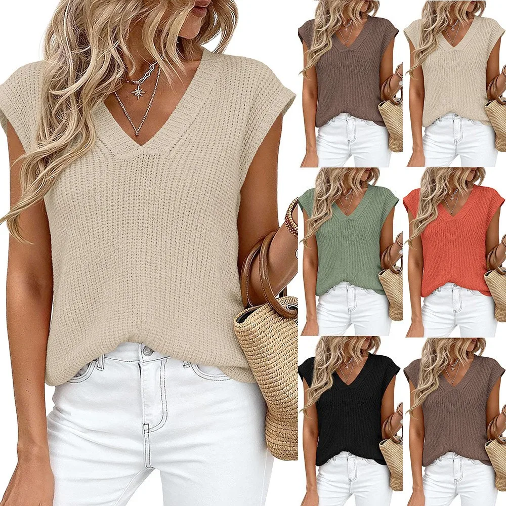 Women's Sweater V Neck Loose Fit Casual Knit Top Oversized Beige Orange Pullover Waffle Solid Color Acrylic Blend Sweater