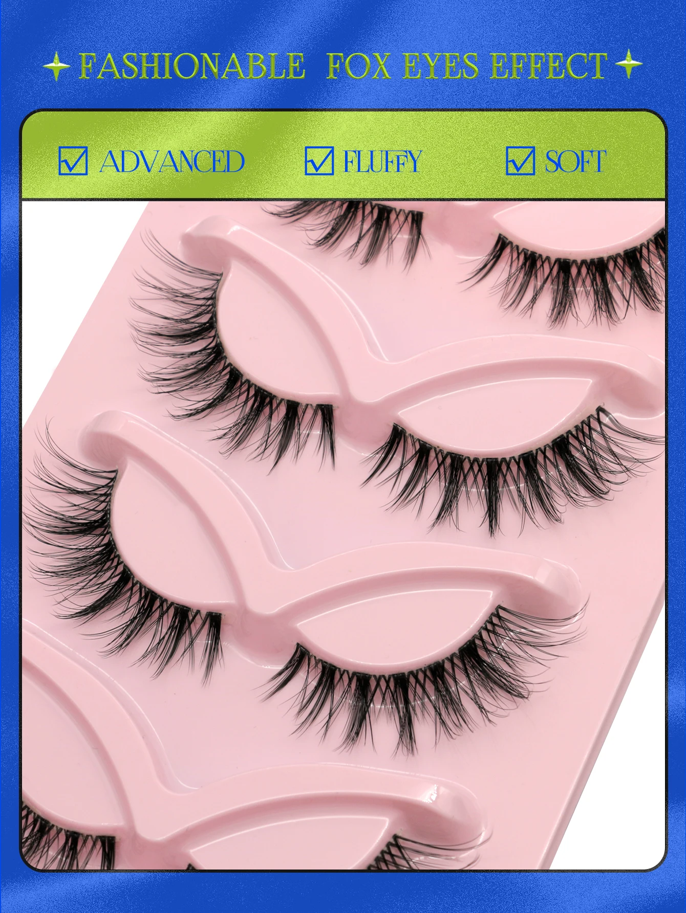 Veltrinay Cat Eyelashes Manga Lashes Fox Eye False Eyelashes Natural Look Faux Mink Lashes Wispy Clear Band Spiky Makeup