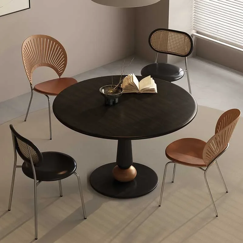 

-+-Living Room Dining Table Party Floor Black Kitchen Center Dining Table Coffee Restaurant Nordic Mesas De Comedor Home Furnitu