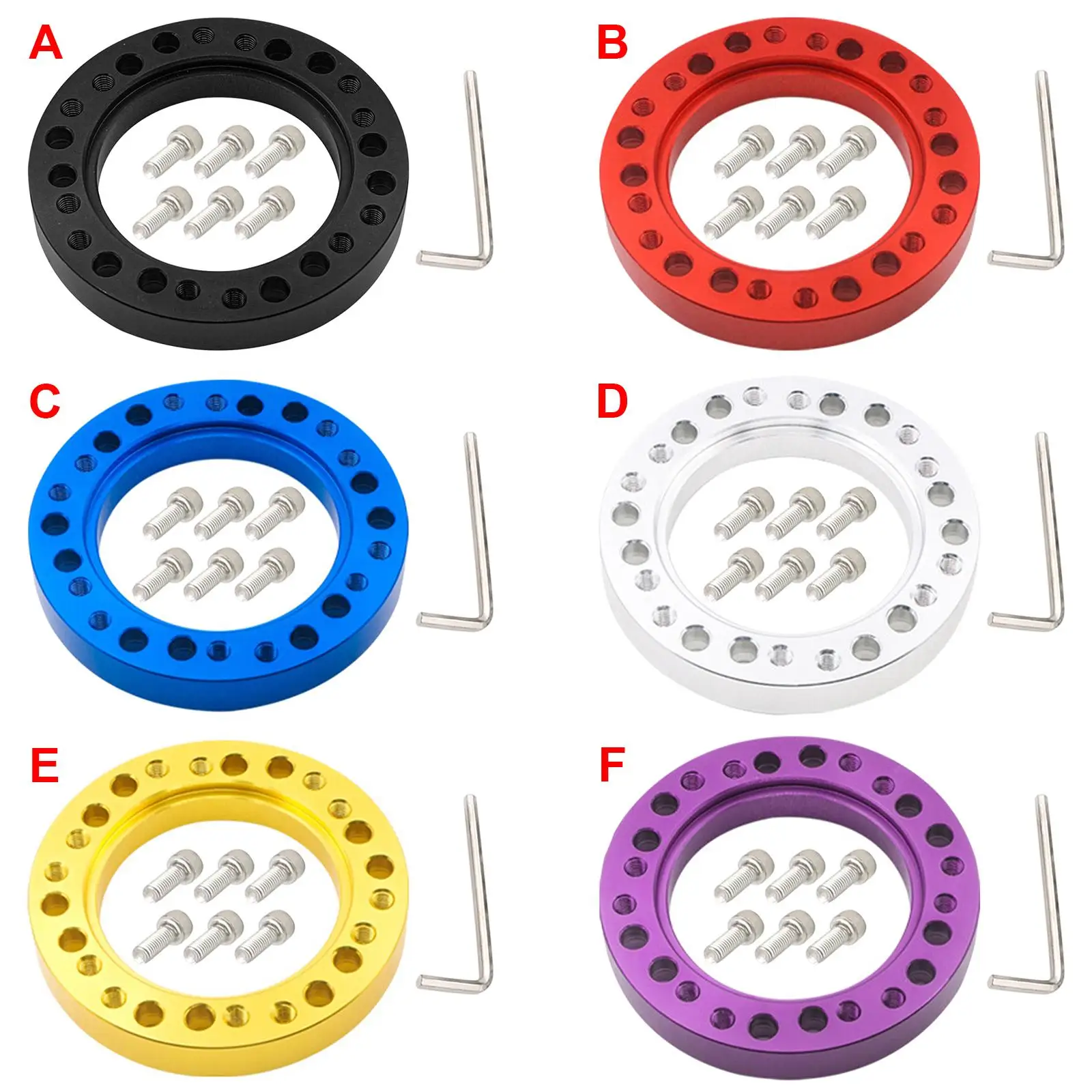 Universal Car Steering Wheel Hub Adapter Spacer Pad W/ Six Screws Aluminum Car