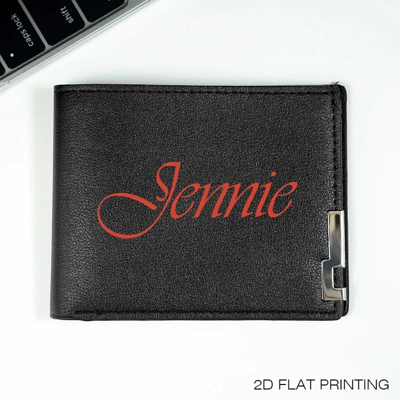 Portafoglio Jennie Signature in PU nero Design minimalista Vestibilità slim Durevole Accessorio compatto da uomo in stile business quotidiano