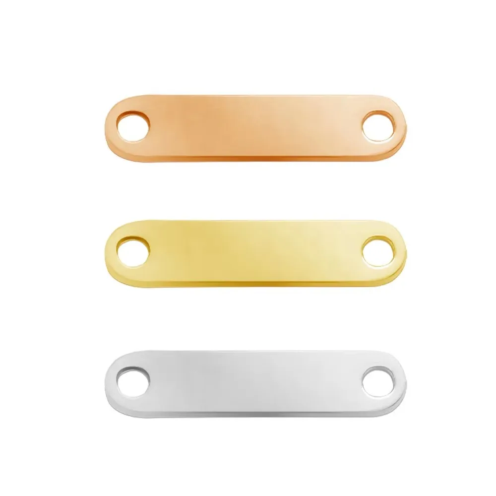 

2PCS Long Strip Glossy Double Hole Stainless Steel Connector Personalized Jewelry Handmade DIY Accessories Wholesale Direct Sale