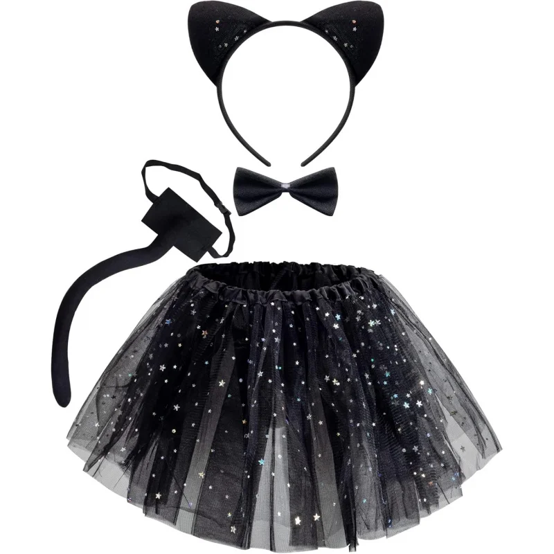 

❤️❤️❤️Spooktacular Creations Cat Pig Leopard Costume Set with Tutu, Animals Headband Collar and Tail,Cosplay Accessory ❤️⭐️❤️