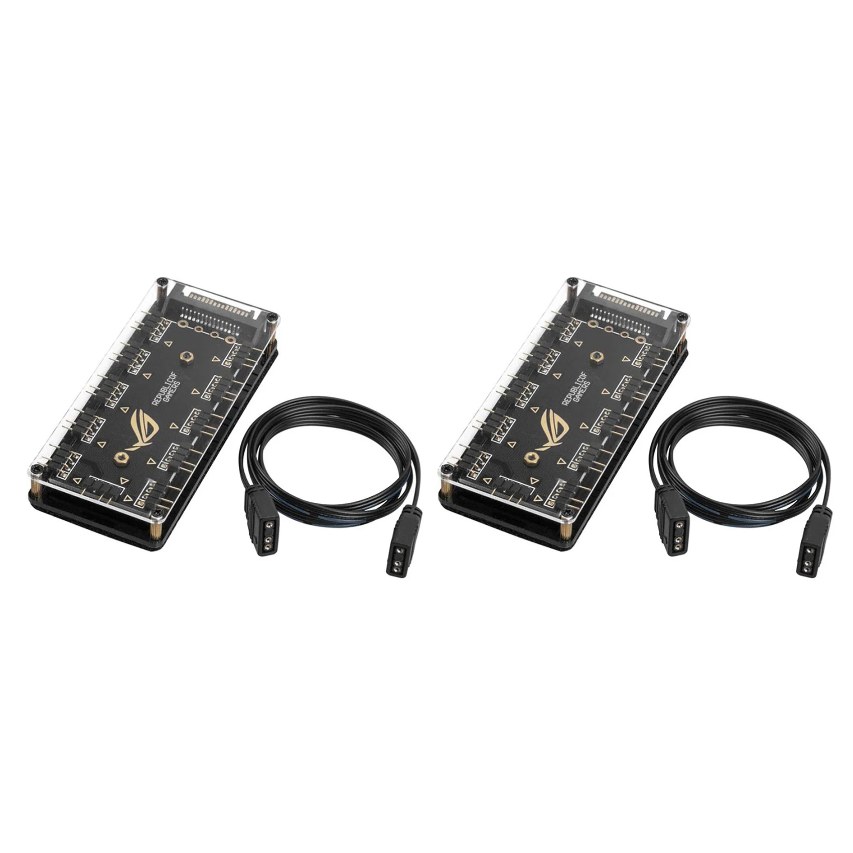 2X 5V 3Pin RGB LED Splitter 10-Port Hub With 50CM 3Pin Extension Cord, Perfect For Lots Of RGB