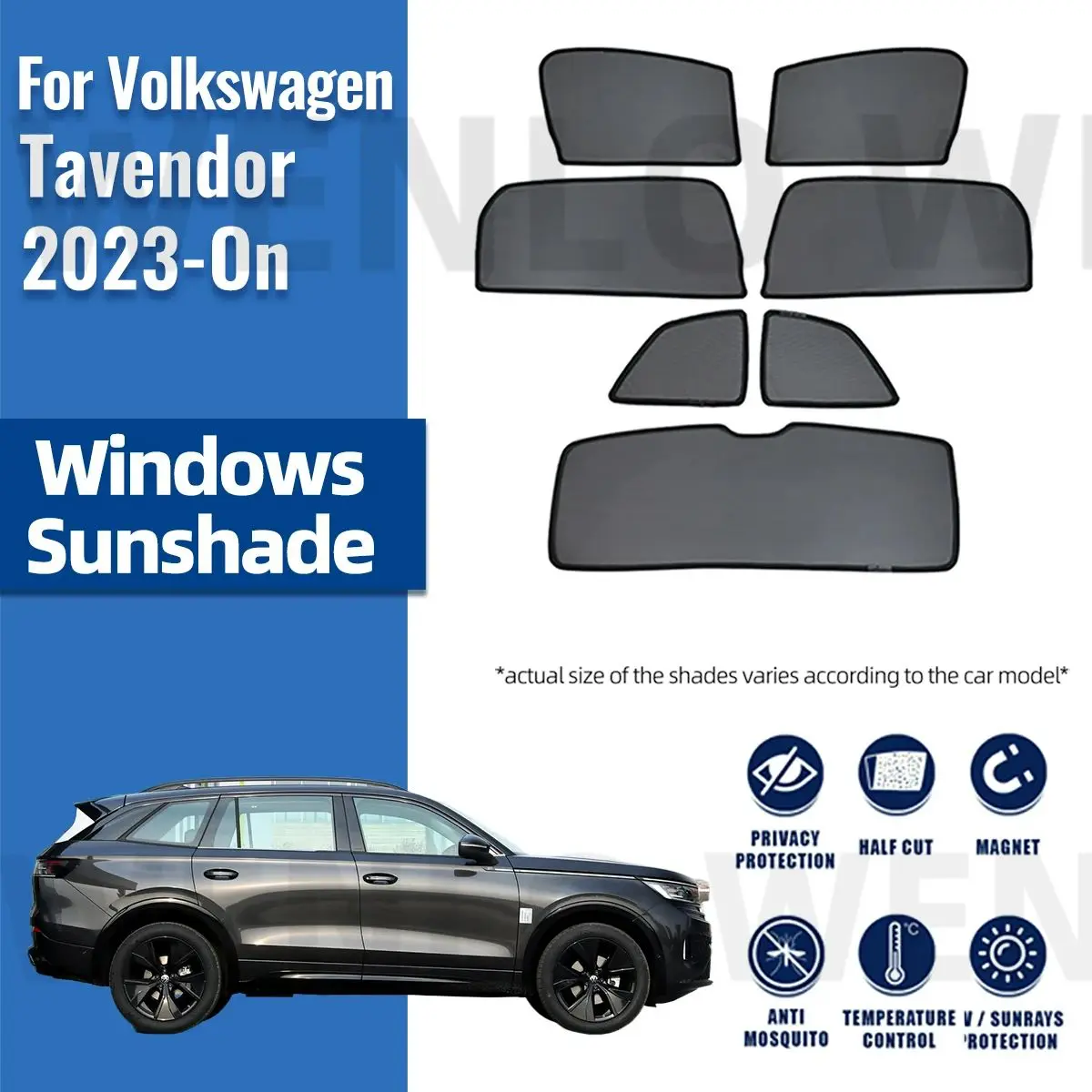 

For Volkswagen VW Tavendor 2023 2024 Magnetic Car Sunshade Shield Front Windshield Curtain Rear Side Window Sun Shade Visor