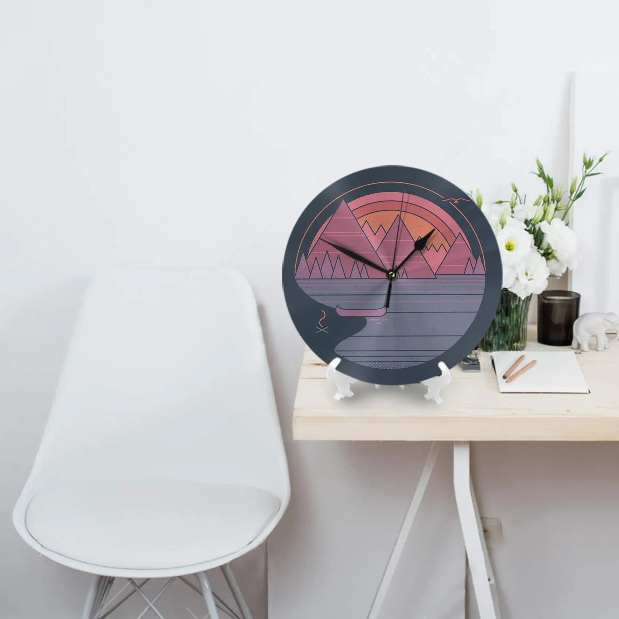 

Горы вызывают настенные часы, украшение комнаты, бесшумные круглые часы для спальни, гостиной, кухни, дома