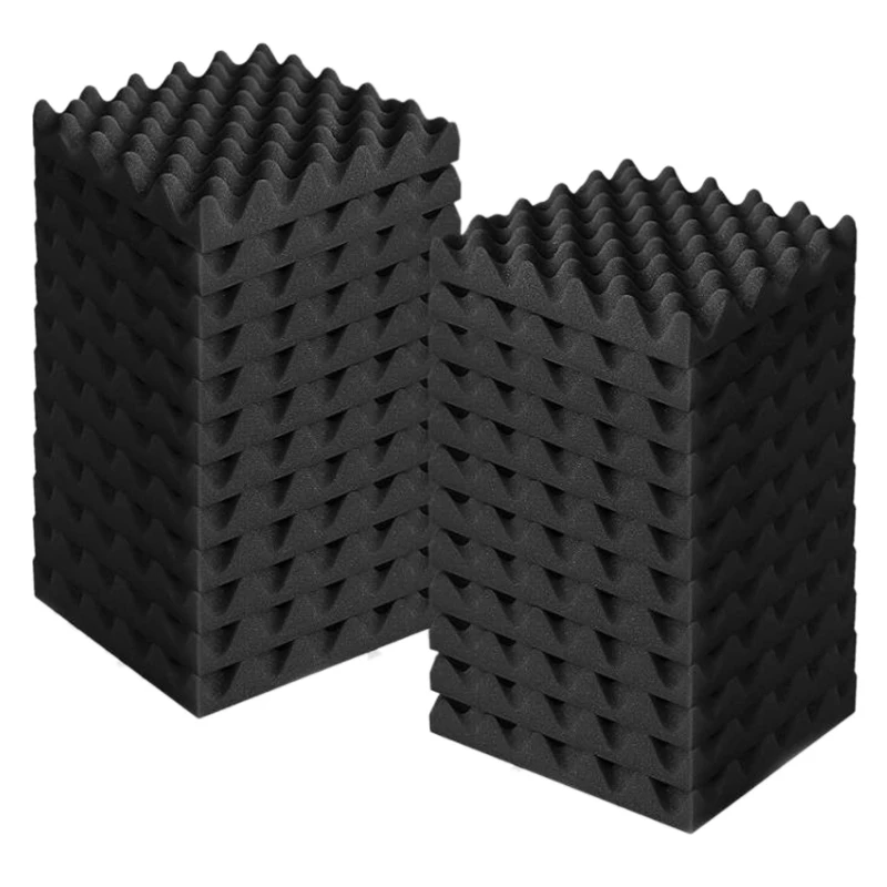 24 Pcs Acoustic Foam Panels Fireproof Soundproofing Treatment Wall Panel,Noise Cancelling Foam For Recording,Offices,Etc