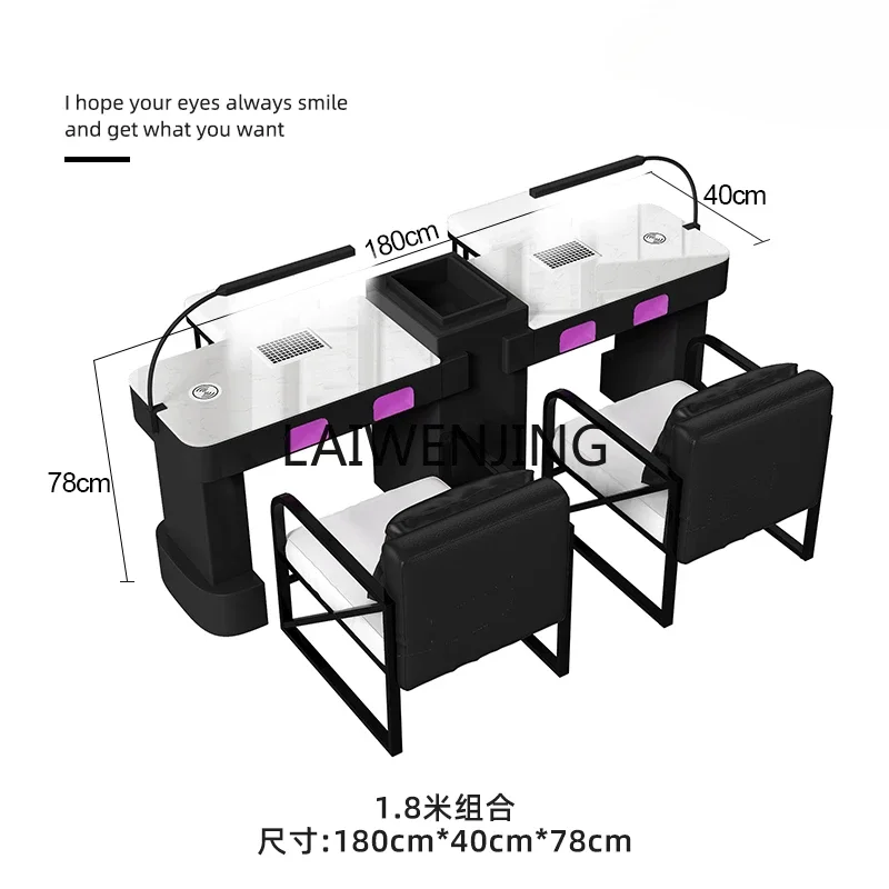 MJY panda color marble high power with vacuum cleaner ornament nail salon table high-end combination