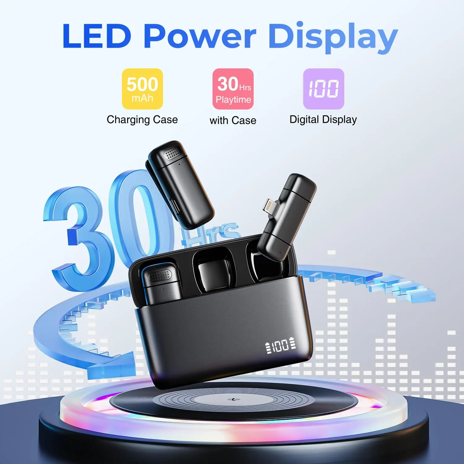 ميكروفون صغير لاسلكي Lavalier Lapel لأجهزة iPhone iPad Tiktok، YouTube، Podcast، Vlog، تسجيل الفيديو، البث المباشر