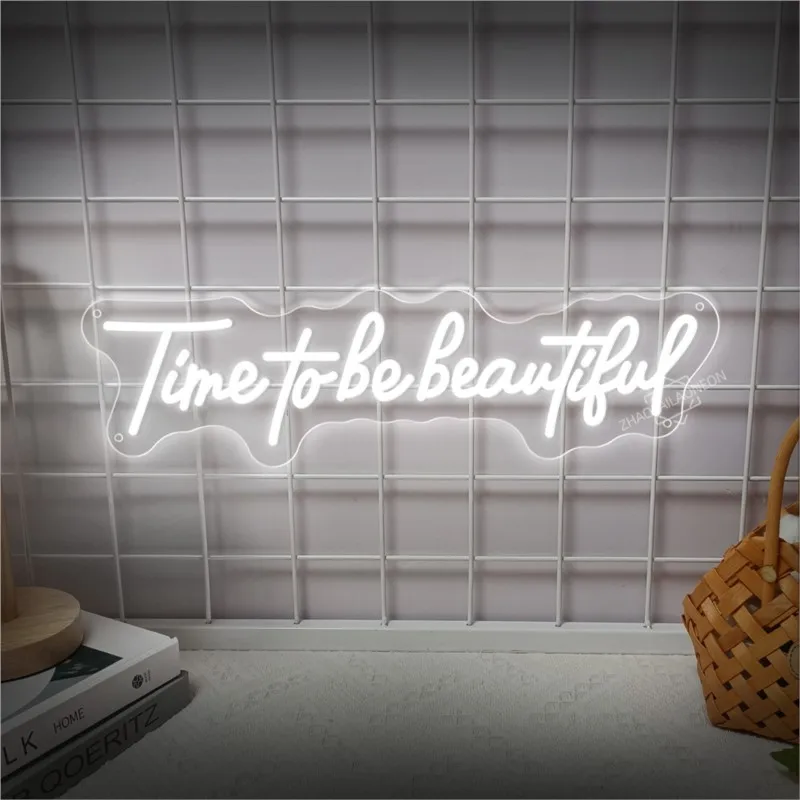Time To Be Beautiful Neon Sign Interior Decoration Wall Lights Bedroom Living Room Bar Wall Decoration  LED Neon Sign view 4