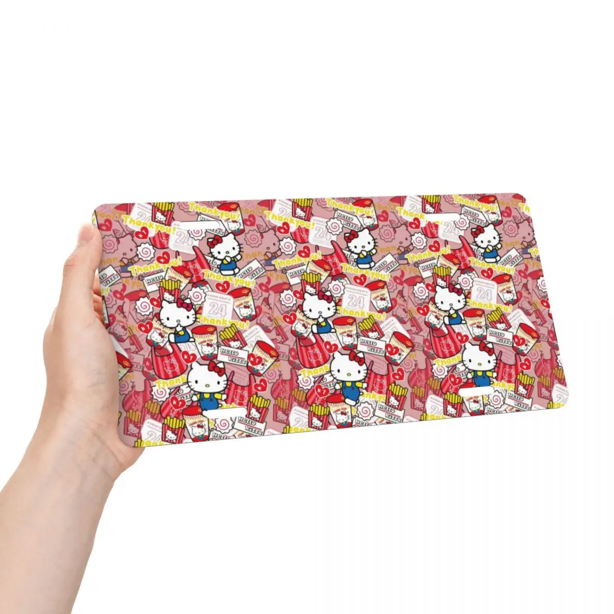 مخصص مضحك مرحبا كيتي القط أنيمي الزخرفية لوحة ترخيص معدنية الألومنيوم سيارة الجبهة الغرور العلامة 6x12 بوصة