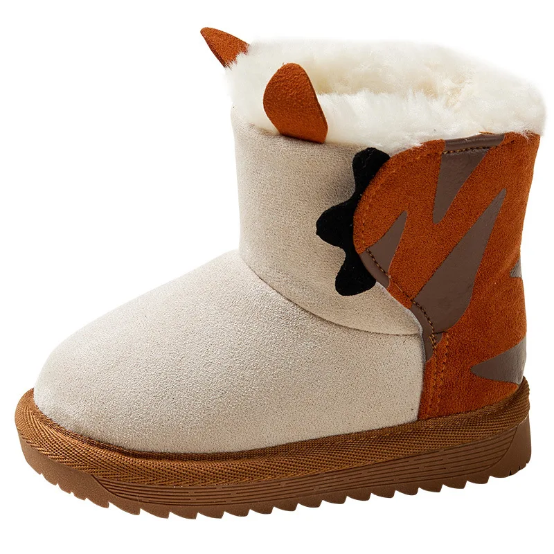 2024 Winter Warm Fur Snow Boots Children Furry Shoes Boys Girl Non-slip Leather Waterproof Kids Boots Child Sneaker Furry