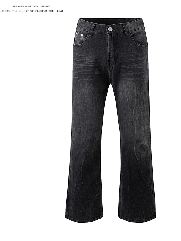 

American High Street Vibe Men's And Women's Casual Straight Leg Jeans Dungarees Loose Wide Leg Pants Youthful Energy Sle