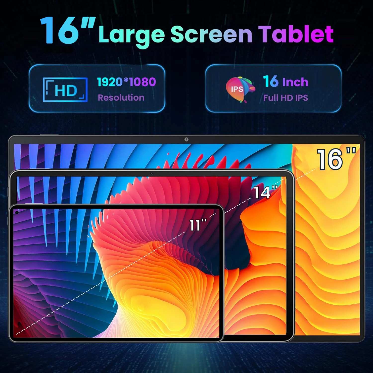 【العرض الأول في العالم】الإصدار العالمي 16 بوصة Android 14 Tablet Helio G99 ثماني النواة 12000 مللي أمبير في الساعة 1920 × 1200 IPS شاشة WiFi Play Store