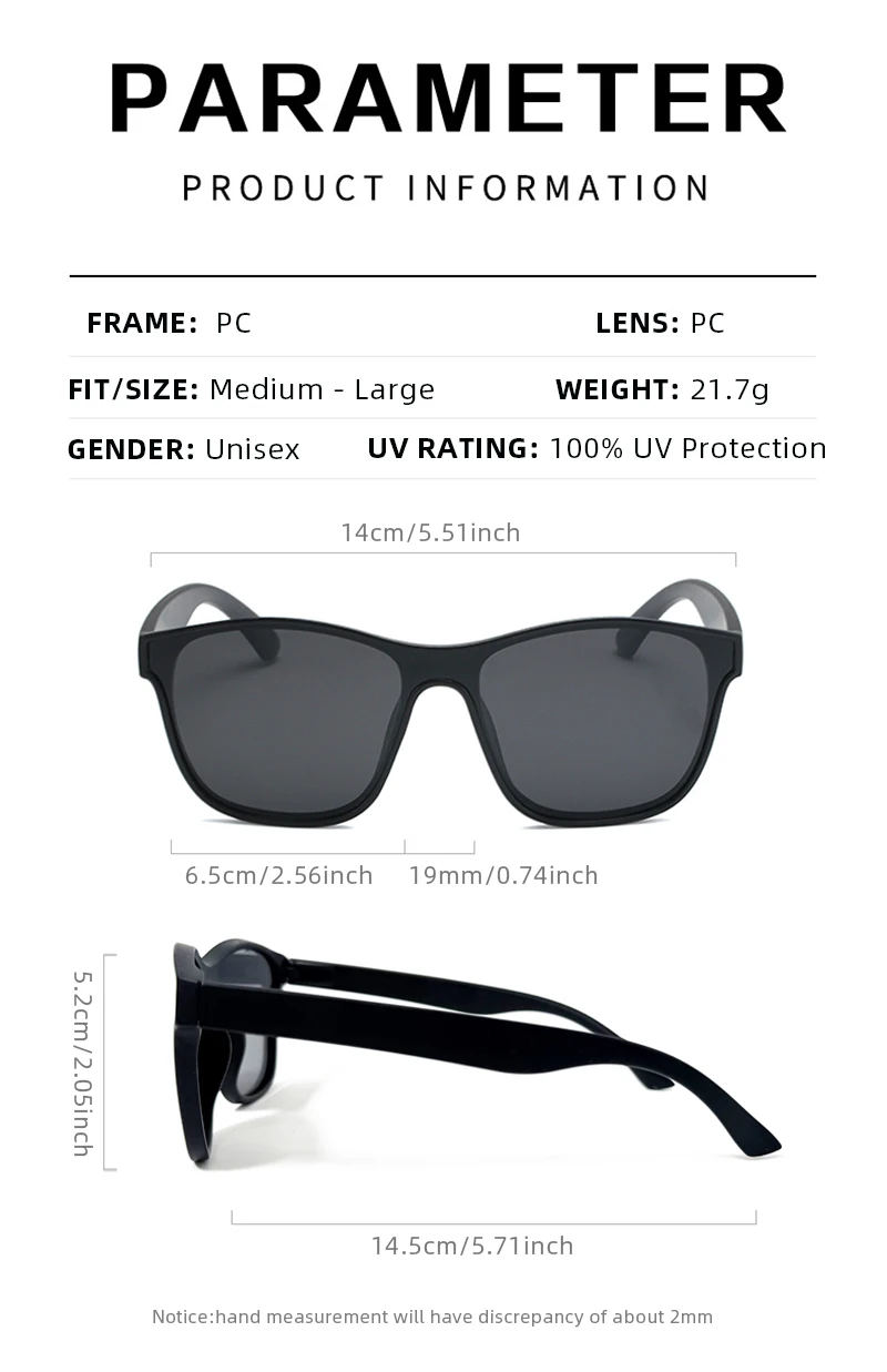 Neue einteilige Objektiv Sonnenbrille Männer Frauen Fashion Square Männliche Sonnenbrille Stilvolle Anti-glare Fahren Reisen Shades UV400 – Detail 6
