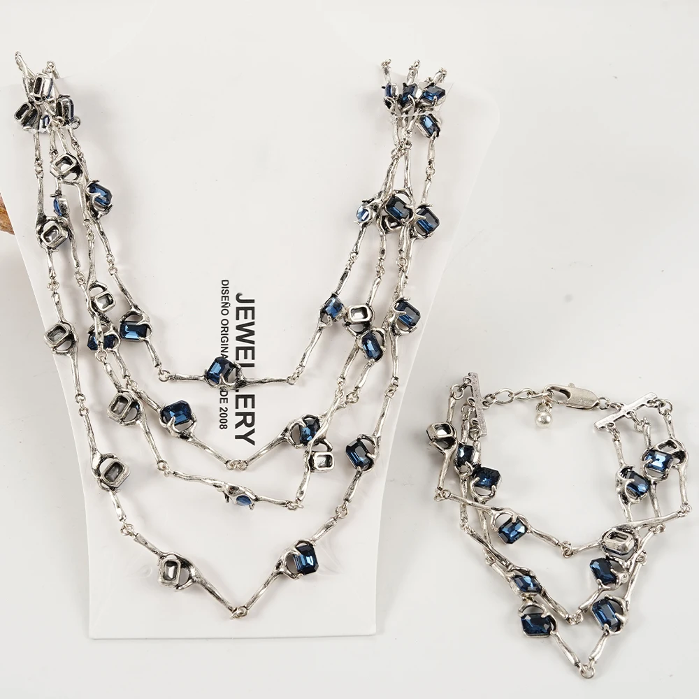 유럽과 미국의 다층 지르코니아 쇄골과 팔찌 세트 여성을위한 새로운 럭셔리 목걸이 고급스러운 액세서리