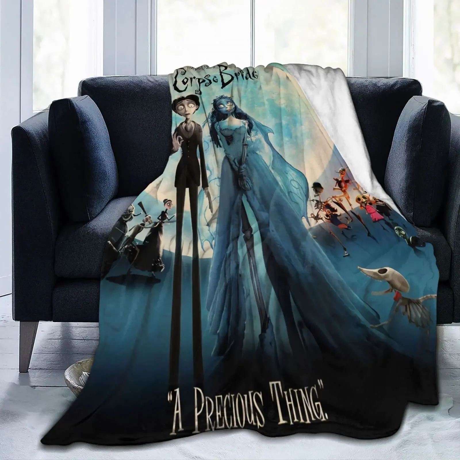 Horror Corpse Bride Blanket Soft Warm Throw Blanket for Bed Sofa Queen Size Halloween Decor Scary Movie Blanket Birthday Gifts