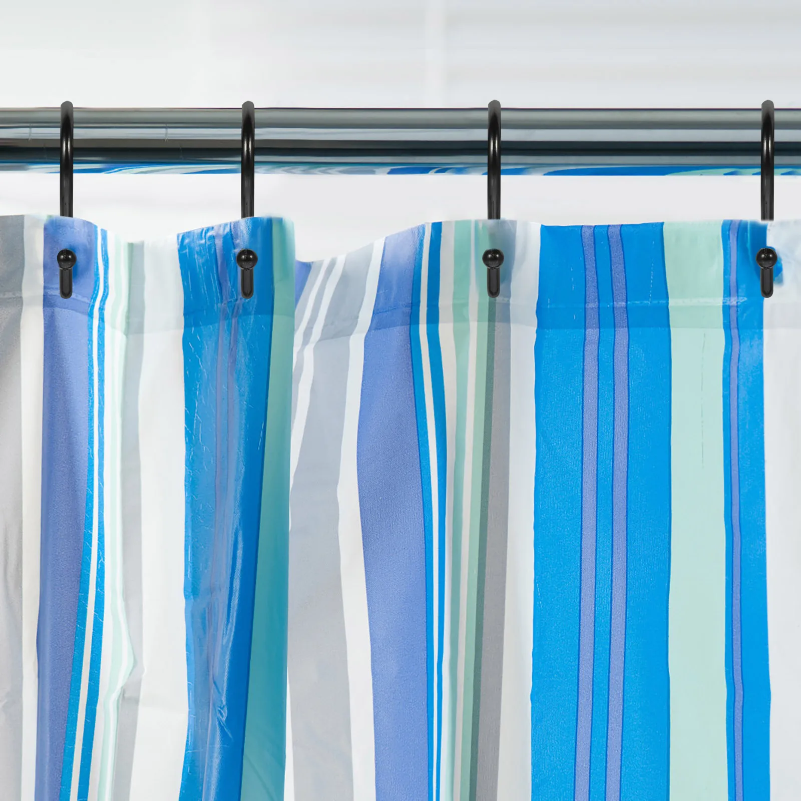 

12Pcs S Shaped Curtain Hooks Metal Zinc Alloy Rings Heavy Load Bearing Shower Curtain Hangers for Bathroom Bedroom