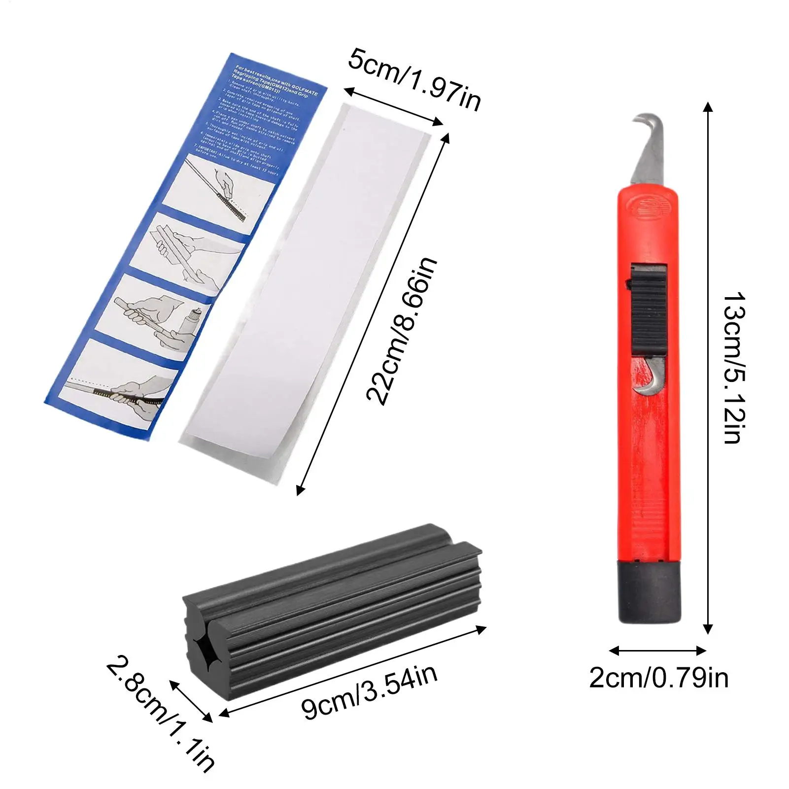 골프 클럽 그립 수리 키트 골프 그립 테이프 스트립 클럽 커버 제거 수리 도구 세트 고무 바이스 클램프 (골프 클럽 재그립용) / 골프