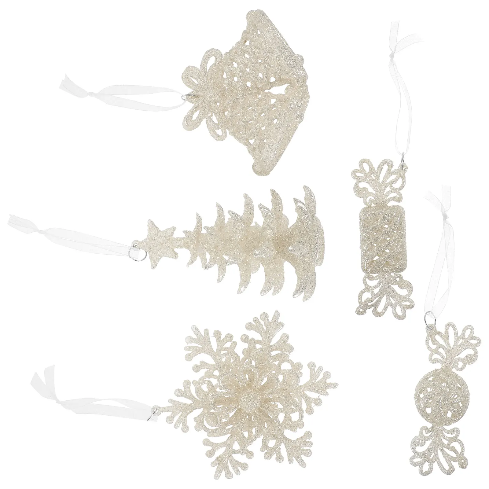 

5 Pcs Christmas Tree naments 3D Snowflakes Xmas Hanging Decorations Festival Adornments DIY Tree Decor Bell