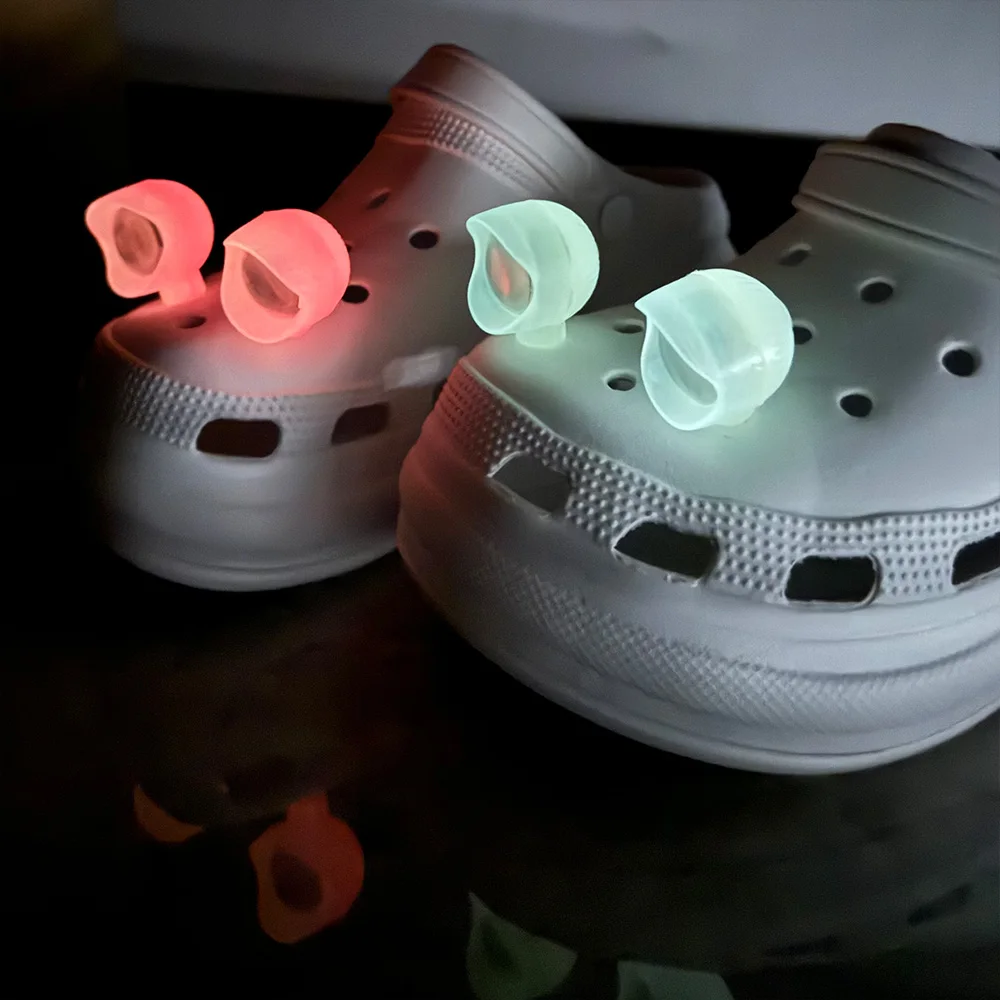 2pcs Shoe Lights Translucent Fluorescence LED Charms Accessories for Night Rides, Outdoor Cave Camping Shoes Charms
