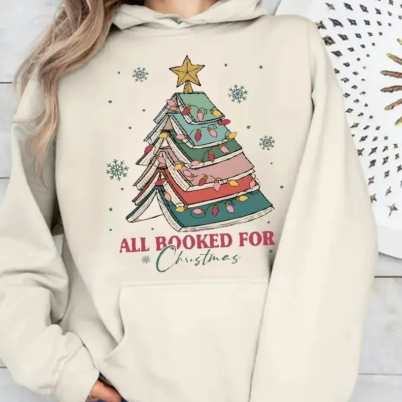 

Retro Vintage Sweatshirt Aesthetic Graphic Hoodies Y2K Tops Casual Daily Wear Unisex Stylish Pullover All Booked For Chritsmas