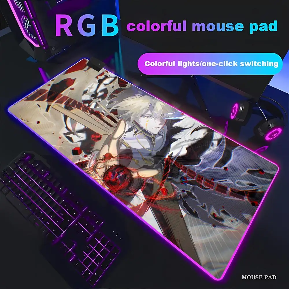 

Honkai：Star Rail Phainon Games Beautiful RGB Gaming Mouse Pad HD Gamer Large LED Light XXL MousePads PC Non-slip Decor